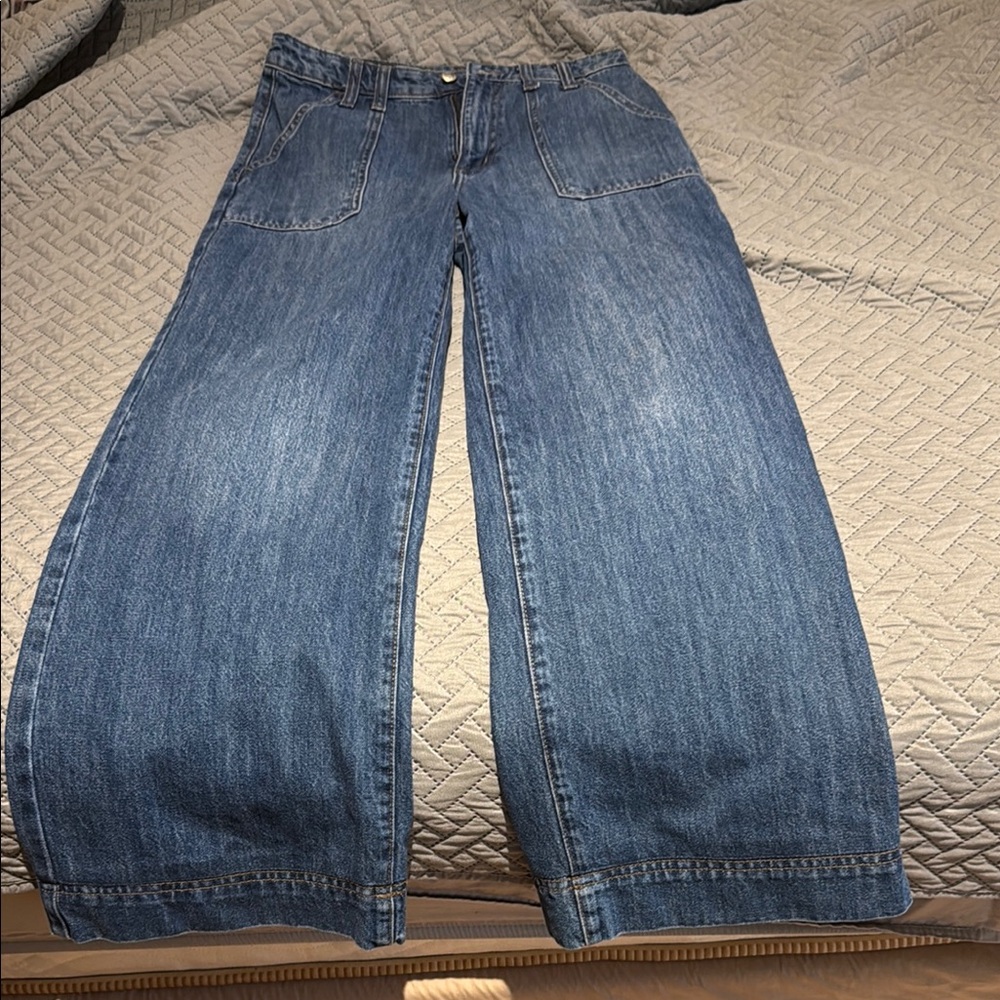 Wide-Leg Denim Jeans High Rise